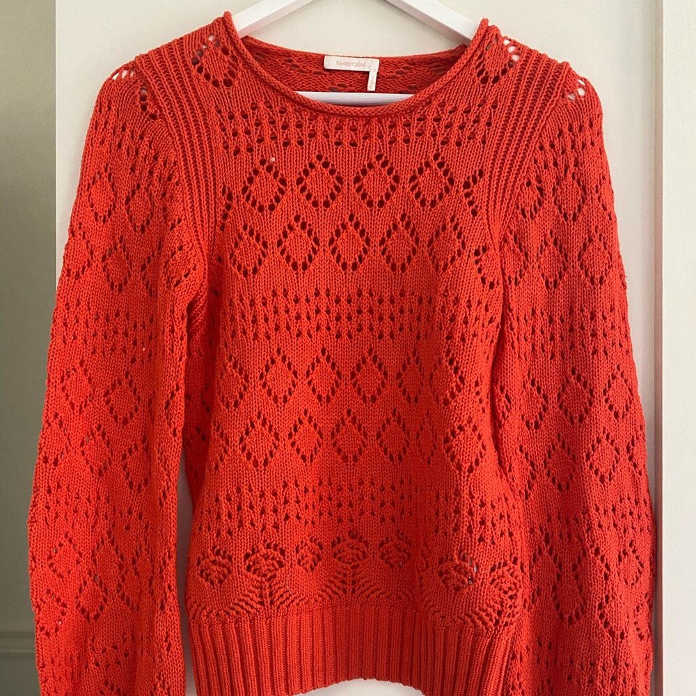 See by Chloe cutting eyelit sweater